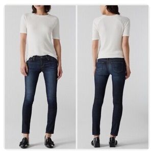 Ag Adriano Goldschmied Dark Indigo Skinny Jeans with Subtle Fading